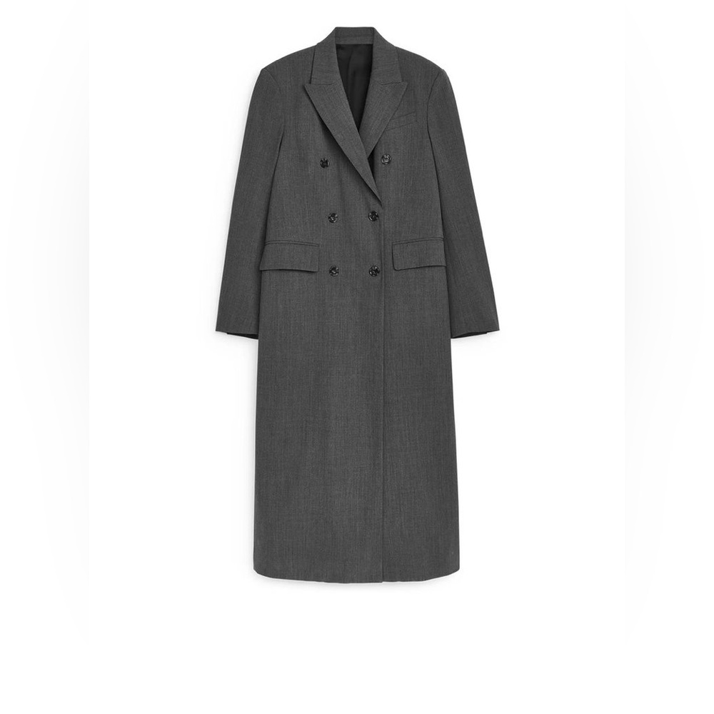 Arket Gray Double-Breasted Coat 38